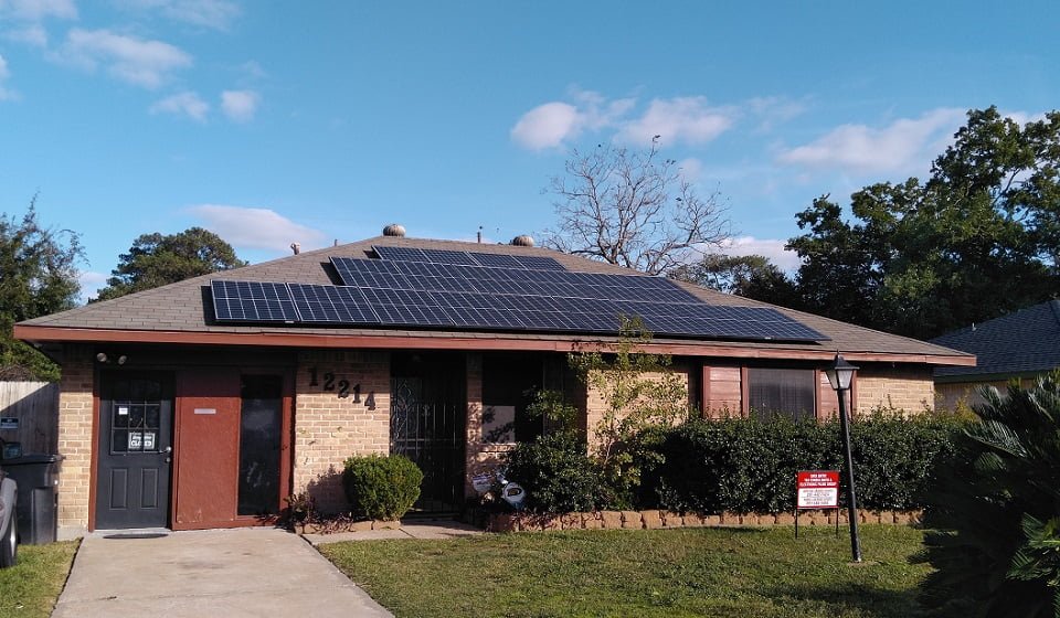 Roof after black algae stains removed by LKJ Preferred Services, Houston TX