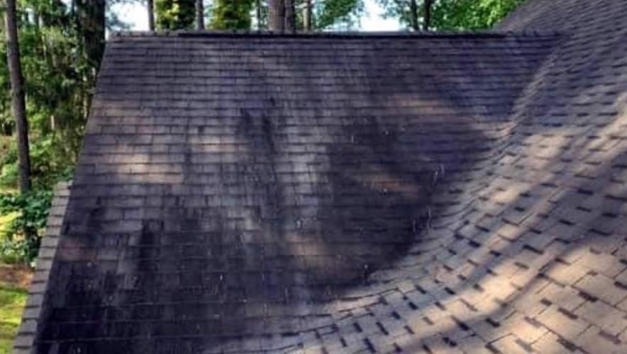 Roof Cleaning before cleaning by LKJ Preferred Services, Houston TX