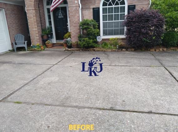 Driveway Cleaning before cleaning by LKJ Preferred Services, Houston TX