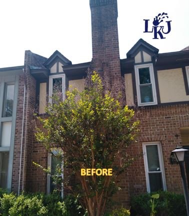 House Washing before cleaning by LKJ Preferred Services, Houston TX